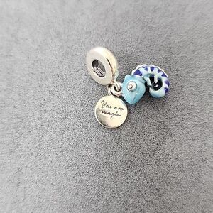 Authentic Pandora ALE Charm Blue Silver You are Magic Chameleon